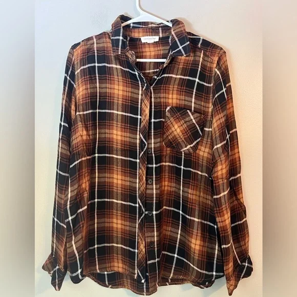 beachlunchlounge Elliot Shirt - Bon Bon Brown Black Plaid Size XL - Picture 4 of 12